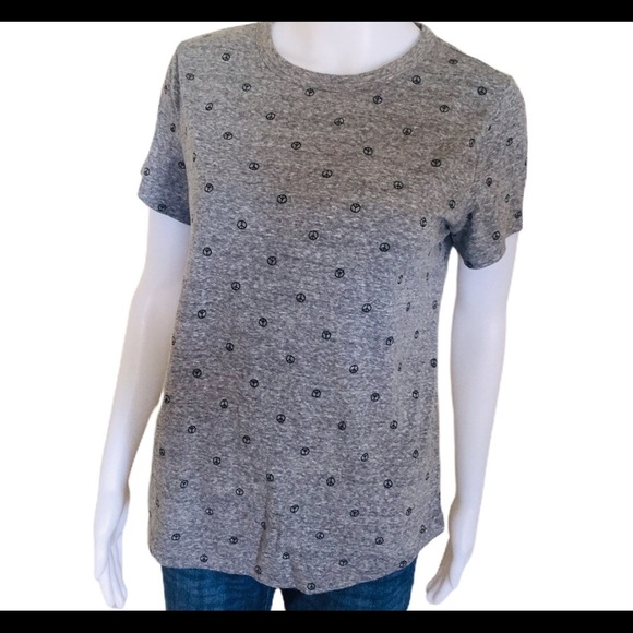 OLD NAVY Everywhere Dainty Peace Sign Print Tee/Top With Cap Sleeves Grey Small - Picture 6 of 11